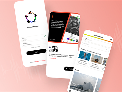 Hire or Hang Out ap login mobile music onboarding social network ui uiux ux