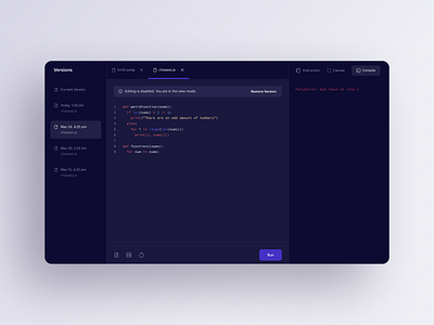 Juni app ─ redesign alert app button code code editor coding component components console design design system element error language product design syntax tabs toolbar ui ux