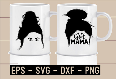 messy bun hair Mug Design branding graphic design hair hair design logo messy bun hair