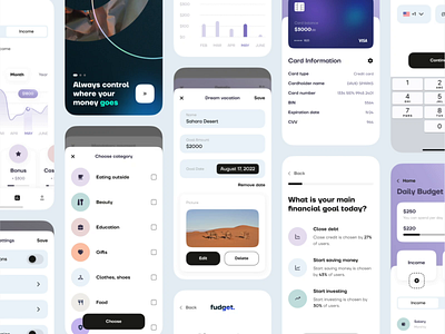 Fudget full case animation bank branding case design finance flat home layo mobile app motion motion graphics research studio ui ux