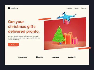 Christmas 2021 animation branding christmas delivery drone future gift hero section illustation motion graphics robot ui vector artwork webdesign website xmas