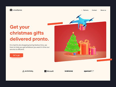 Christmas 2021 animation branding christmas delivery drone future gift hero section illustation motion graphics robot ui vector artwork webdesign website xmas