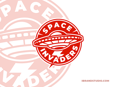 SPACE INVADERS badge design emblem free free template freebie logo space ufo vector