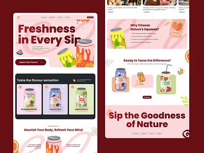 Fruit Juice Landing Page Website app branding design ecommerce freshness fruite inspiration israt juice landingpage logo ui uxisrat webdesign website