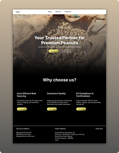 Earth Foods UI - A Peanut Business brand website minimal design modern design mohd ui uiux website ui