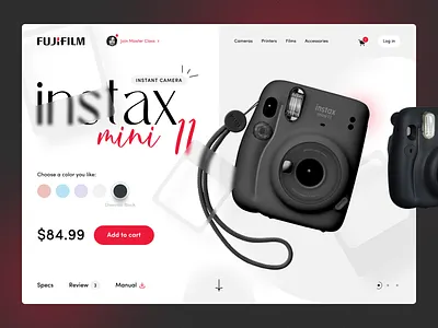 Instax Mini 11 — Product Page camera design device ecommerce fujifilm hero instax landing landing page photo polaroid product page shop startup trend ui uiux ux web