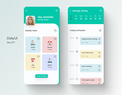 Daily UI 71 — Schedule dailyui dailyui 012 dailyui 071 dailyuichallenge mob mobil ui uiuxdesign ux