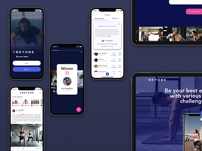 Beyobe app & website app challenge landing page sport ui ux