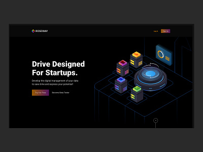 Roseway - Landing Page branding dark theme design landing page logo ui ux vector vector illustration