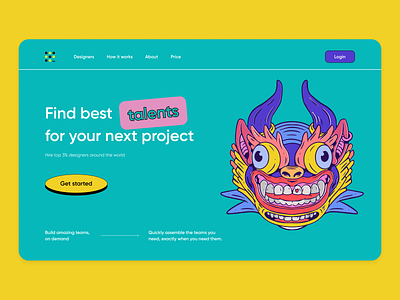 Freelance hiring website abstract concept dribbbble green hiring website home page landing landing page minimalism platform smile talents website ui uiux ux web web design webdesign website design yellow