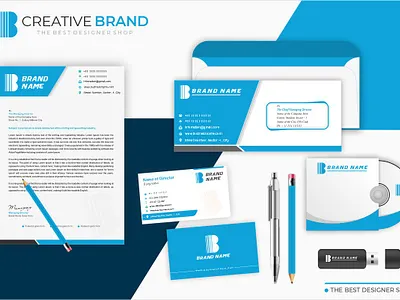 Stationery Design Template for Sale brand branding branding identity bundle business card envelope facebook cover folder graphic illustration letterhead logo logos mockup mockups office stationary stationery template vector