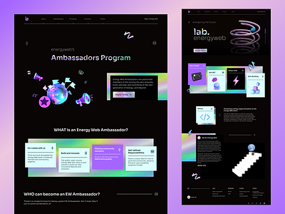 Energy Web Lab pages 3d 3d elements dark mode fun futuristic illustration laboratory landing ui web design