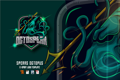 Octopus Spears E-sport Logo Design design esport graphic design illustration kraken logo mascot octopus spear sport squid vector