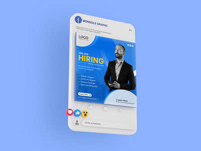 We are hiring job vacancy social media post or square banner ads design employee facebook ads instagram banner mondolsgraphic recruit social media banner