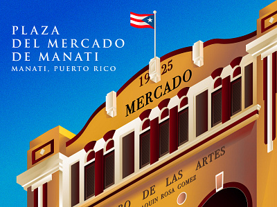 Plaza del Mercado de Manatí architecture art deco illustration isometric isometric illustration puerto rico