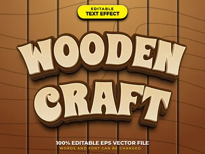 Wooden Craft 3D Text Effect Style craft editable font editable text font effect font effect mockup graphic style handcraft illustration sticker text effect vector wood wooden craft