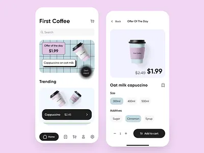 My Coffee Shop Mobile App app cafe cappuccino coffee coffeeshop cup e commerce e commerce app e commerce shop e shop ecommerce espresso mobile online shop online store product page shop shopping app store ui