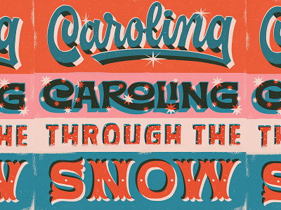 Caroling christmas hand lettered lettering vintage