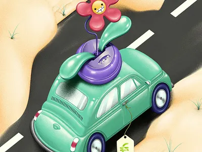 Flower and bug art beach car conceptual conceptualart coverart coverillustration desert design dune euro illustration popart popsurrealism poster road travel trip volkswave whisical