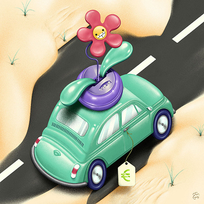 Flower and bug art beach car conceptual conceptualart coverart coverillustration desert design dune euro illustration popart popsurrealism poster road travel trip volkswave whisical