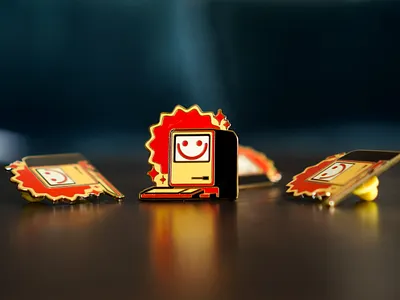 Happy Computer computer enamel pin illustration illustrator the creative pain vector