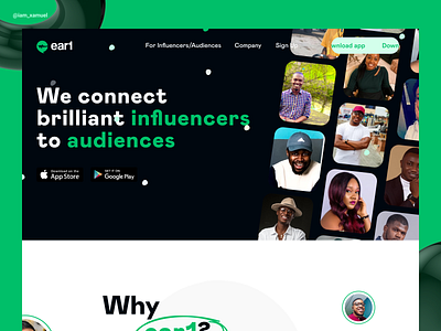 Ear1 branding design landing page ui ux website