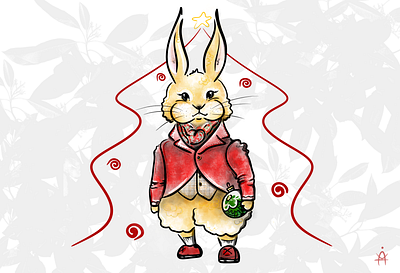 Christmas Rabbit character design draw graphic design illustration sketch