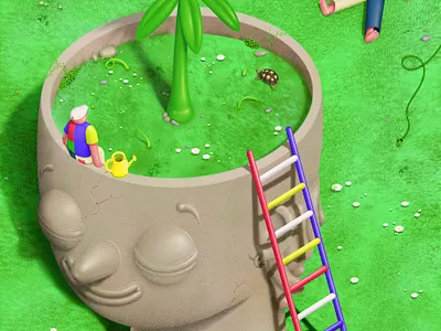 Selfcare art commercial commercialillustration conceptualart conceptualillustration coverart design digitalillustration editorialart editorialillustration grass green illustration mentalhealth mind nature nourish popsurrealism surrealism wellness