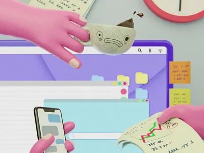 Workaholic 1 3d 3danimation 3ddesign coffee design digitalart digitalillustration editorialart editorialillustration gif graphicdesign illustration lifestyle motionart motionillustration overworked popart popsurrealism whimsical workaholic