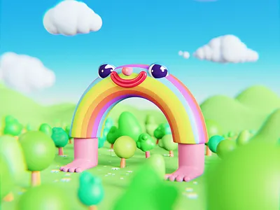 Little rainbow 3danimation 3dart animation art conceptualart design editorialart editorialillustration gif grass illustration landscape lgbtq motionart motionillustration popart popsurrealism pride rainbow tree