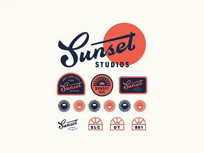 Sunset Studios Retro Script brand branding film illustration lettering logo photography studios sun sunset typography
