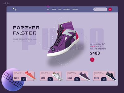 Puma shop landing page design graphic design landing page puma shop ui uidesign uiux user interface