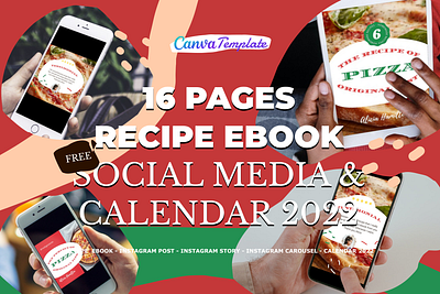 16 Pages Pizza End Year Party Recipe eBook canva workbook