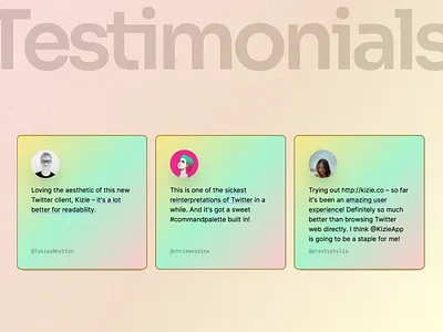 Testimonials gradient grid landing page testimonials typography ui web