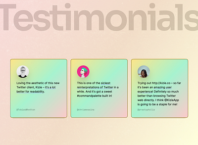 Testimonials gradient grid landing page testimonials typography ui web