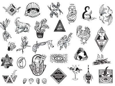 Here are a few of my favorite things ✒️ branding design icon icon design illustration illustrator logo spot illustration subbrand submark typography