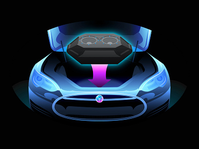 Glydsphere - Illustrations electric vehicles ev frunk illustration speaker tech tesla