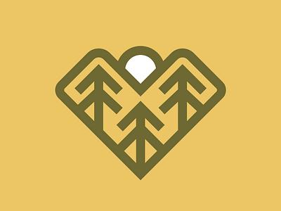 Mountain Love branding flat forest graphic design icon illustration logo love mountain outdoors simple smartlogo sunrise trees