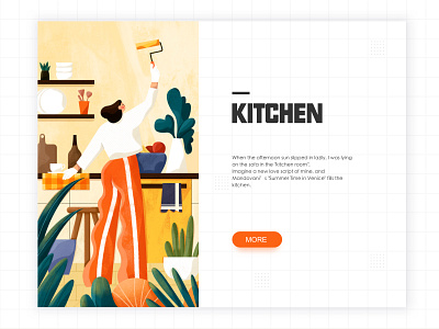 Kitchen decoration guide clean design furnish icon illustration indoor kitchen package people plant potted plants start page ui variegated illustration y园糖 插画 矢量插图 设计