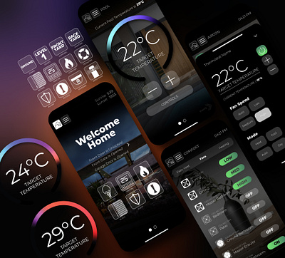 ZENITH Home Automation Smartphone GUI app app design automation design graphic design gui home automation icons smart home ui uix ux