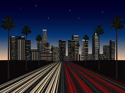 Los Angeles at night abstract background concept design illustration template tree wallpaper