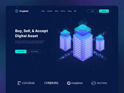 Crypton - Cryptocurrency Landing Page app bitcoin blockchain branding coins crypto cryptocurrency design ethereum illustration landingpage mockups templates themes ui ux webdesign webmockups website webtemplate