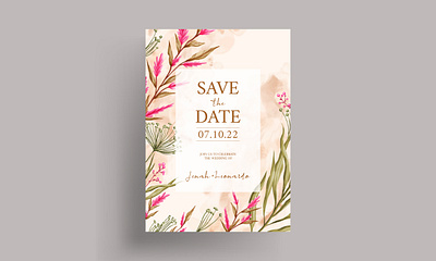 Lovely watercolor leaves wedding invitation template abstract art card cherry blossom engagement floral flower greeting invitation leaf love marriage plant rsvp sakura save the date template watercolor wedding wedding invitation