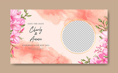 Colorful cherry blossom floral wedding banner template abstract art card cherry blossom engagement floral flower greeting invitation leaf love marriage plant rsvp sakura save the date template watercolor wedding wedding invitation