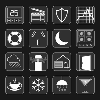 Iconography for Automation app design automation design graphic design icon design iconography icons illusration smart buildings smart homes ui uix