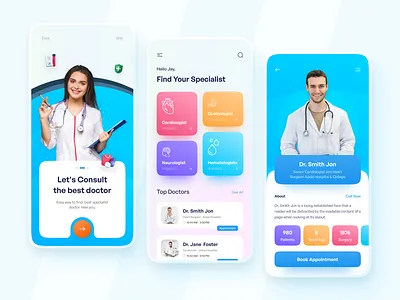 Online Medical Consultation App - Exploration app app design application doctor medical app medical consultation online consultation online medical ui uidesign uiux uiux design