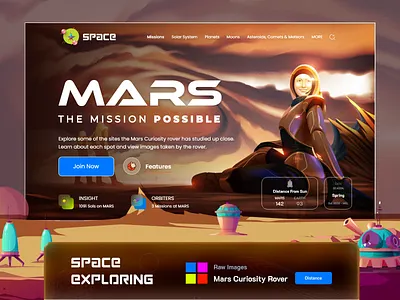 NASA's Mars Exploration Program Web design constellation elon musk galaxy home page landing page mars mars rover mars surface nasa nasa spaceships planet planets rocketship satellite space spacex stars universe website website design