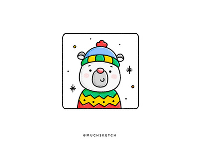 Polar bear 🐻‍❄️ affinity designer animal drawing apparel arctic character design christmas cute cute animals fashion holidays illustration illustrator line art nursery polar bear procreate snowflakes sweater vector winter