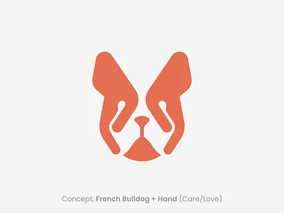 French Paws Brand Logo animal branding bulldog caring dog french bulldog frenchbulldog hand identity illustration logo mark minimal negativespace pet pug puppy spg symbol veterinary