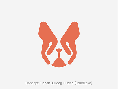 French Paws Brand Logo animal branding bulldog caring dog french bulldog frenchbulldog hand identity illustration logo mark minimal negativespace pet pug puppy spg symbol veterinary